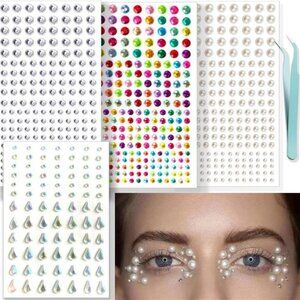 Face Gems Hair Gems,Self-Adhesive Face Jewels  Rhinestones 3/4/5/6mm